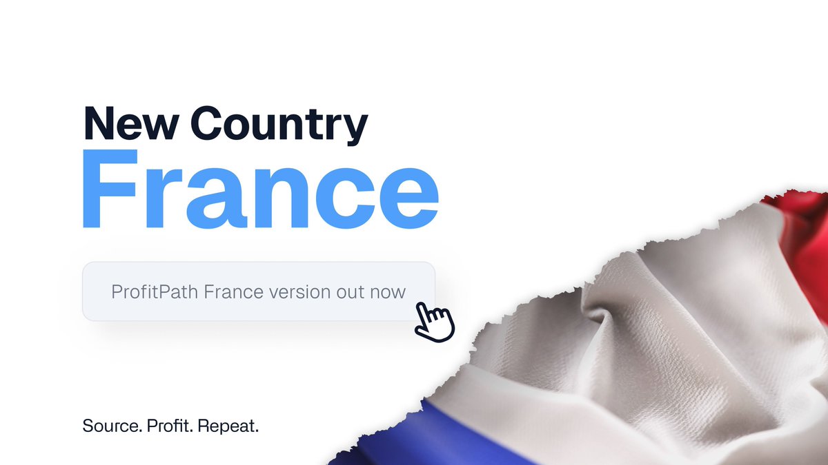 Bonsoir à tous !

From now on you have the chance to use ProfitPath for Amazon Arbitrage in France. 🇫🇷

After a long beta phase, the first waitlist users are selected and receive an email to join us. 🌊

Want to join us? Sign up! 👇buff.ly/4dbvzAB
