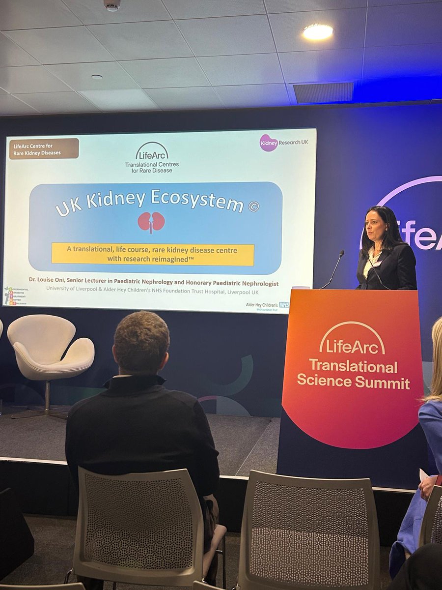 Dr @louise_oni gave a remarkable presentation at @lifearc1 Translational Science Summit on 'The UK Kidney Ecosystem' model, aiming to enhance the rare kidney disease field and change the translational pathway to benefit youth. We are honoured to be a part of this vision.