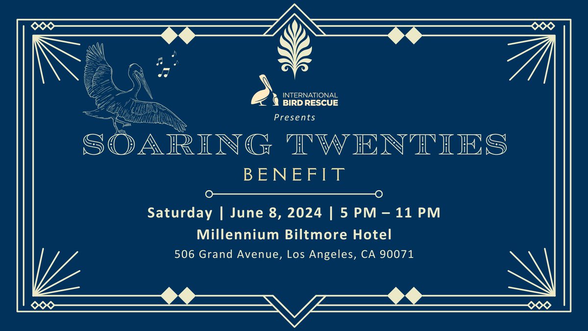 Soar with us...at a 1920s themed benefit for the birds in downtown Los Angeles: Saturday, June 8th, 5 PM - 11 PM: birdrescue.org/get-involved/s…
