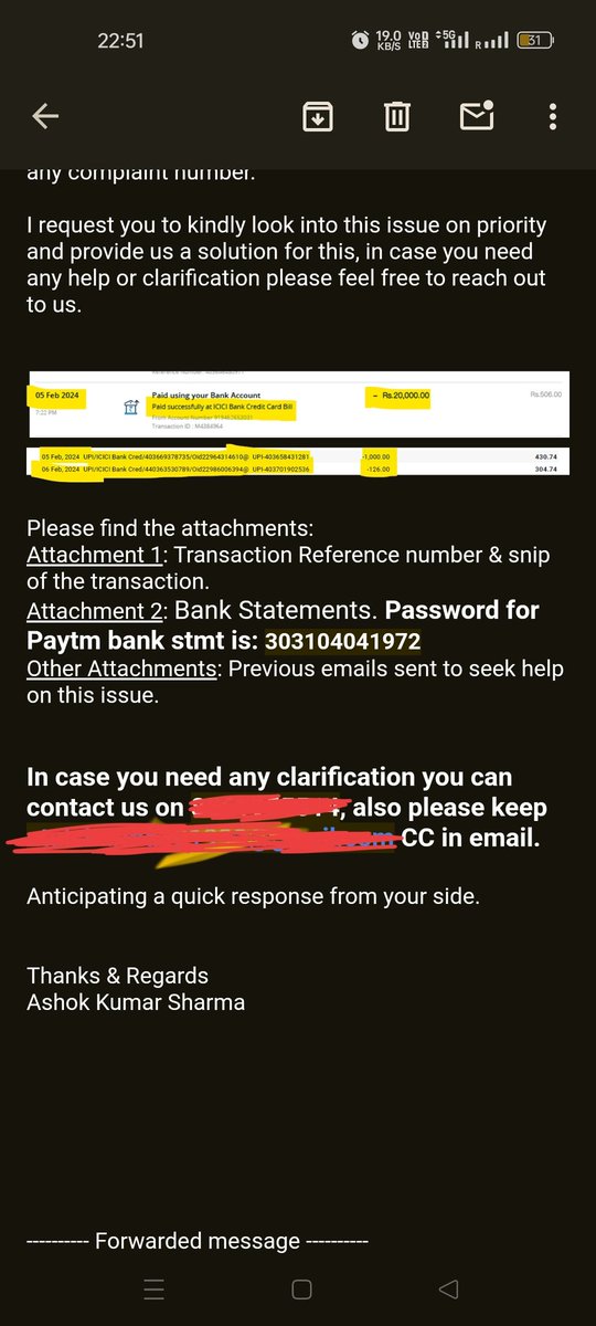 AtulSha55486601's tweet photo. @ICICIBank_Care @ICICIBank Can you share any update on this ??
I have sent several mails and made multiple calls but nor rec'd any satisfactory response.
This is my latest mail but as usual I have not received any update on this. https://t.co/AbdZLcSP0k