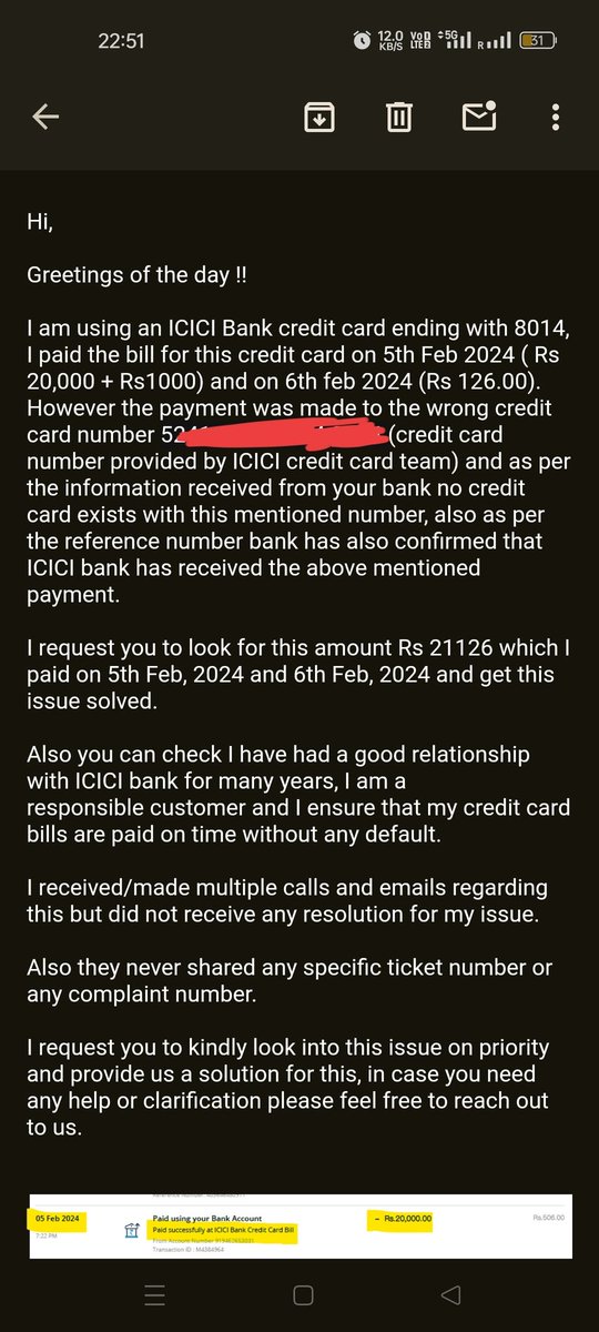 AtulSha55486601's tweet photo. @ICICIBank_Care @ICICIBank Can you share any update on this ??
I have sent several mails and made multiple calls but nor rec'd any satisfactory response.
This is my latest mail but as usual I have not received any update on this. https://t.co/AbdZLcSP0k