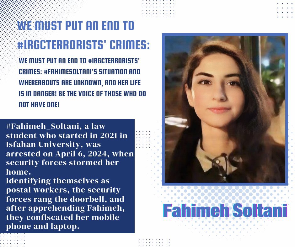#FahimehSoltani is detained at an undisclosed location by IRGC. Previously arrested during the Woman, Life, Freedom movement, she faces severe risks. We appeal to global politicians to become political sponsors for her. @UNHumanRights @amnesty @hrw @YeOne_Rhie @CarlosKasperMdB