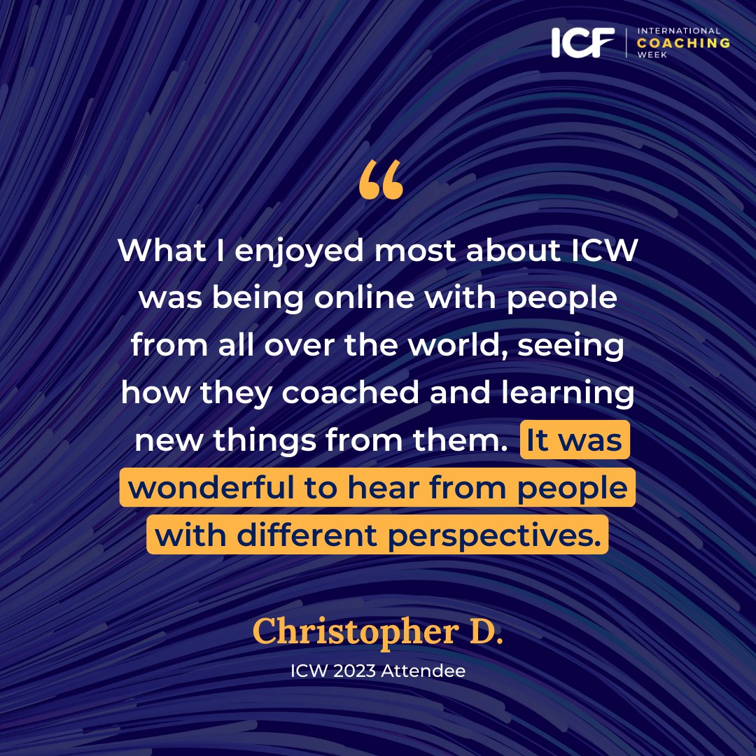 ICFHQ's tweet photo. 600+ events and counting! 20 different languages. Do you have your #CoachingWeek schedule ready? 📝

Join us for International Coaching Week May 13 - 19 and explore the possibilities of coaching: https://t.co/i1LizUTrCE https://t.co/gcA8NNjHjg