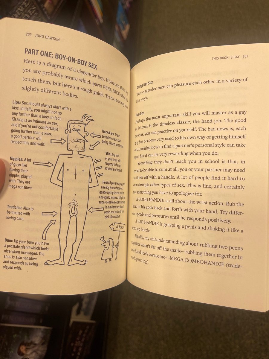 BrookeWeiss's tweet photo. This was found by a 12-year-old in a CMS school. He sent this picture to his mother while he was in class.

@Moms4Liberty members will continue exposing things like this to parents. Insisting upon age appropriate material in an educational setting is not book banning. 

Parents, check your children’s school libraries. You have the fundamental right to raise your children according to your own values and decide when/if your child has access to material like this.