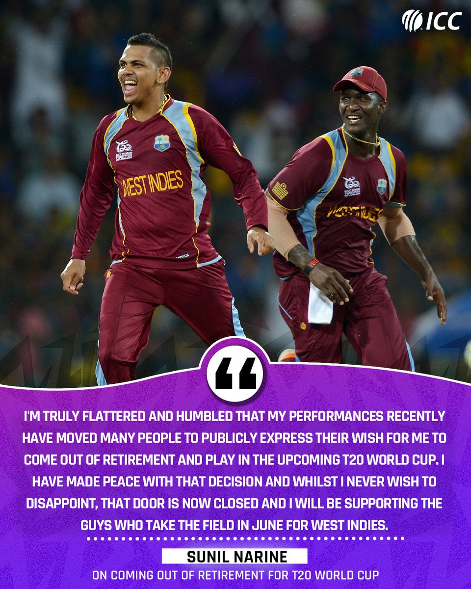 Sunil Narine puts speculations to rest in his recent statement. #T20WorldCup | More ➡️ bit.ly/3Jvc0Wn