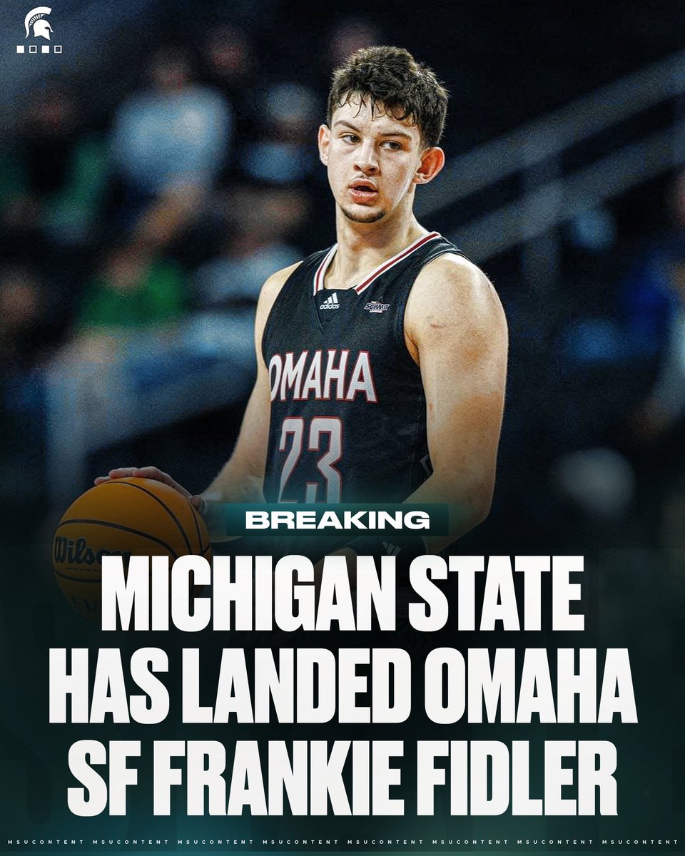 msucontent's tweet photo. BREAKING🚨 Michigan State has landed Omaha transfer F Frankie Fidler over Wisconsin, Nebraska, Creighton, and others. #GoGreen

The 6’7 forward averaged 20.1 PPG, 6.3 RPG, and 2.6 APG last season with the Mavericks. Dynamic scorer on all three levels. https://t.co/ydC4VpxfWc