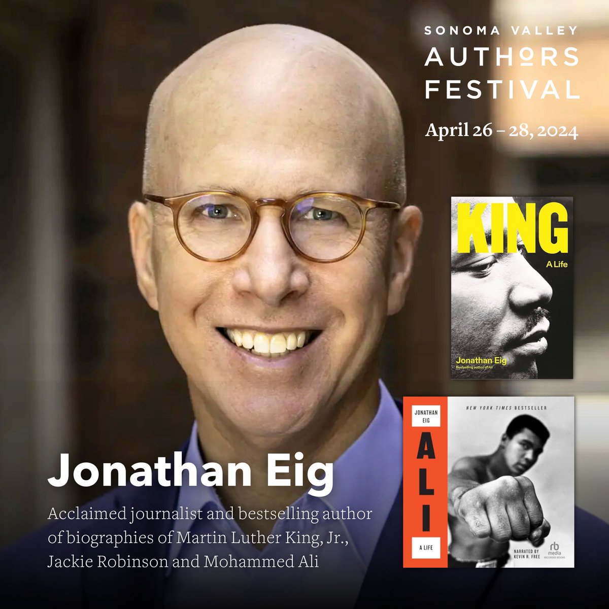 jonathaneig's tweet photo. Join me this wkd at the 7th Annual @svauthorsfest --and for my birthday! I'll be doing two talks -- #MLK and #MuhammadAli. Get passes at https://t.co/o5B9S6gTT9 #SVAF https://t.co/6B56xMxOEJ