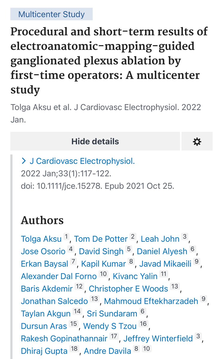 It was the first multicenter study of CNA. I would like to mention that it will be cited in the ongoing scientific statement of EHRA/HRS/LAHRS/APHRS. @JCardioEP @DrBradleyKnight @tomdepotter @javadm20 @josoriomd @Zo_EP2 @srissundaram @Davilandre @drrakeshg1 @JRWinterfield