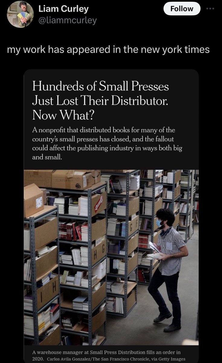 damagedbookwrkr's tweet photo. That a guilty actor from Small Press Distribution’s management has the audacity to keep tweeting about his “work” being in the news shows that extreme ineptitude, ego, and denial were truly the dominant traits of SPD leadership. It’s mind-blowing to witness. 🧵⬇️ https://t.co/M5KmF8kU4e