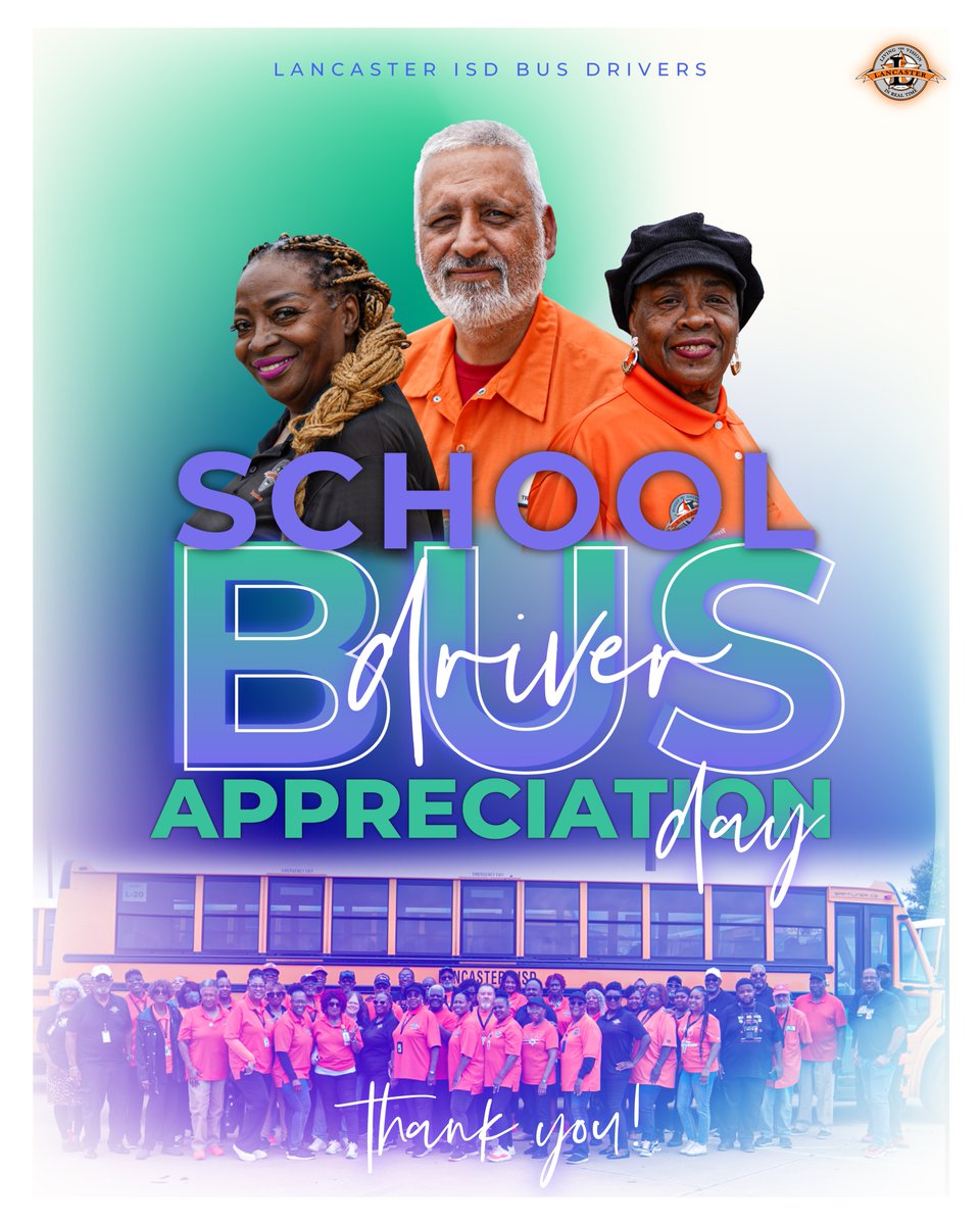 Today, we celebrate School Bus Driver Appreciation Day! 🚌💛 A huge shout-out to our dedicated Lancaster ISD bus drivers who ensure our students arrive safely, on time, and ready to learn every day. Your commitment and care make a big difference in our district. #ThankABusDriver