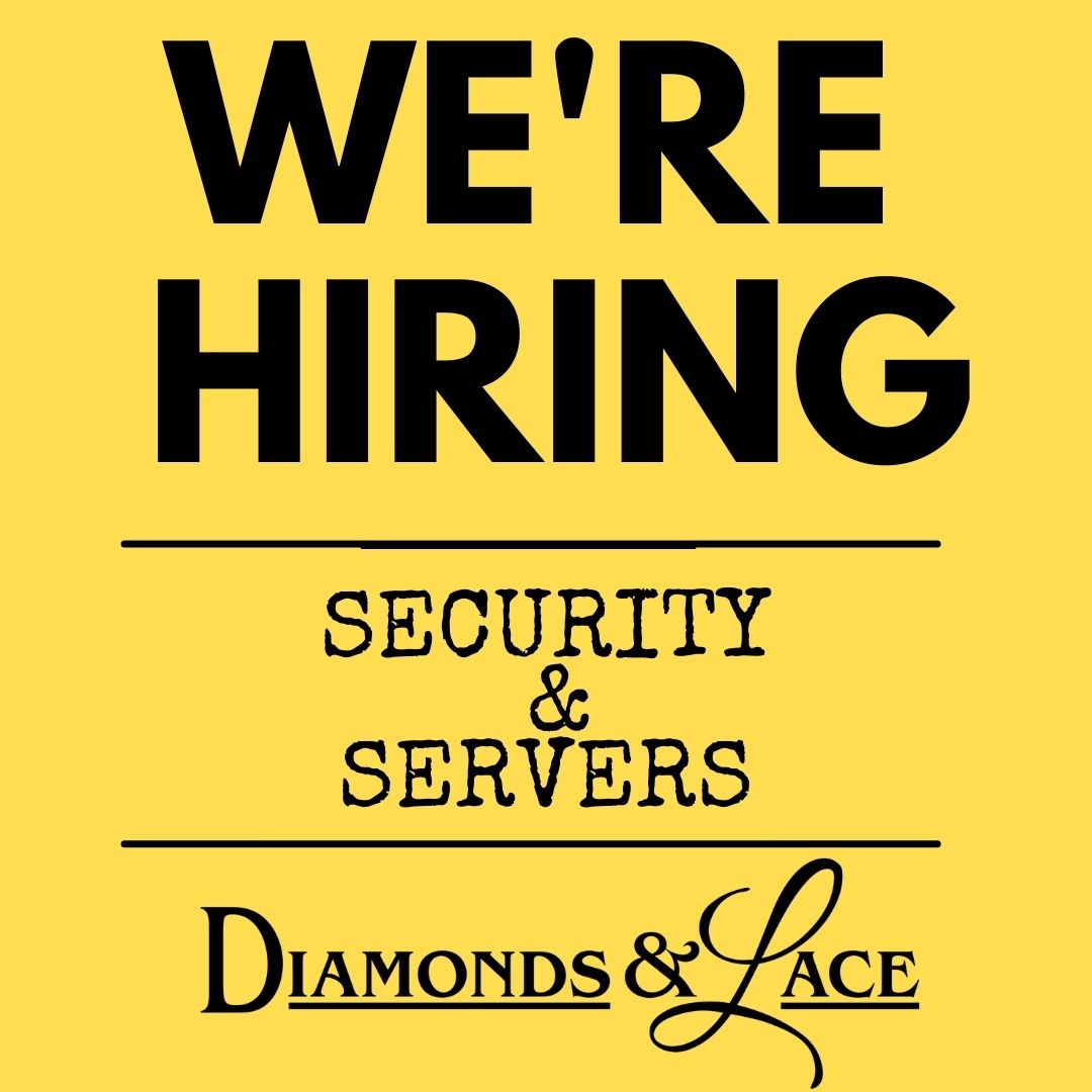 We are hiring Experienced Security Guards & Servers!
Apply within!

.
.
.
#security #floorhost #NowHiring #EntertainmentIndustry #JobHunt #JobSearch #EmploymentOpportunity #EastTN #HelpWanted #Jobs
#bikinibar #chattanooga #chattanoogajobs #diamondsandlace