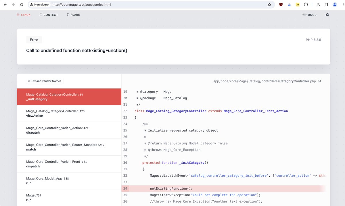 Have you ever debugged #Magento 1 like this?
Laravel Ignition, coming soon on #OpenMage  ;-)

github.com/OpenMage/magen…

<a href="/OpenMageProject/">OpenMage Project</a> #laravel