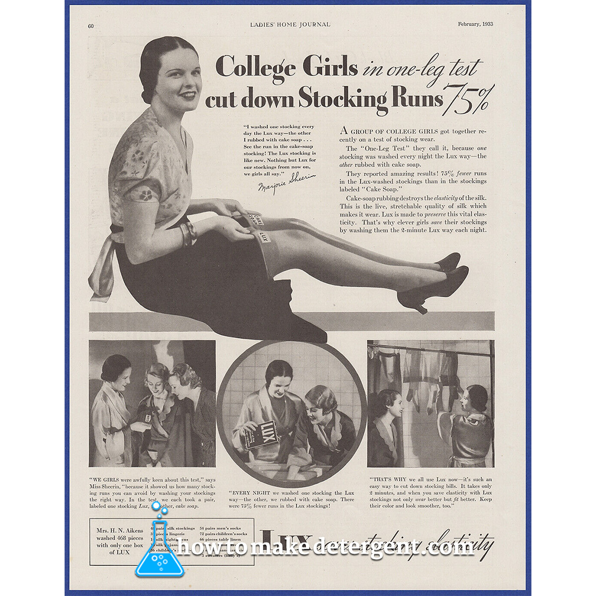 makedetergent's tweet photo. 1933 ... "College Girls in one-leg test cut down Stocking Runs 75%" ... https://t.co/0YubgECz1w Start your own manufacturing business - formulate detergents &amp; cleaning products #businessintelligence #businesssuccess #vintageads #washdaywednesday https://t.co/nF2iH5h6lG