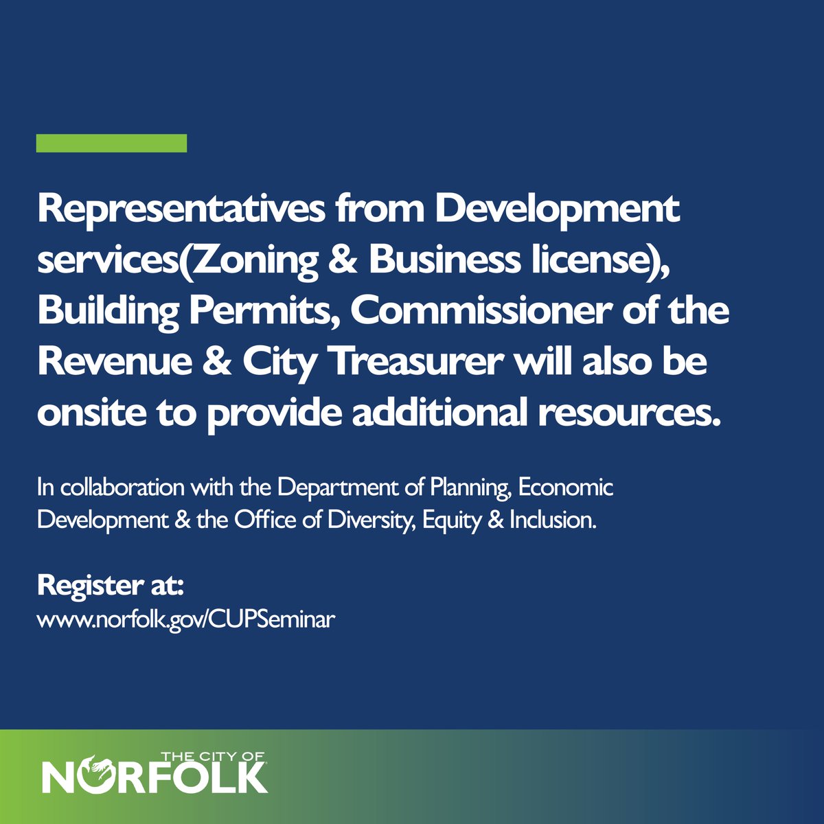 Why are Conditional Use Permits required? Learn about the process at our first Conditional Use Permits Seminar on Friday, May 3 @TheSloverVA! Join city staff to learn about CUPs, Event Permits, and the process for dual use permits! ➡️ norfolk.gov/CUPSeminar