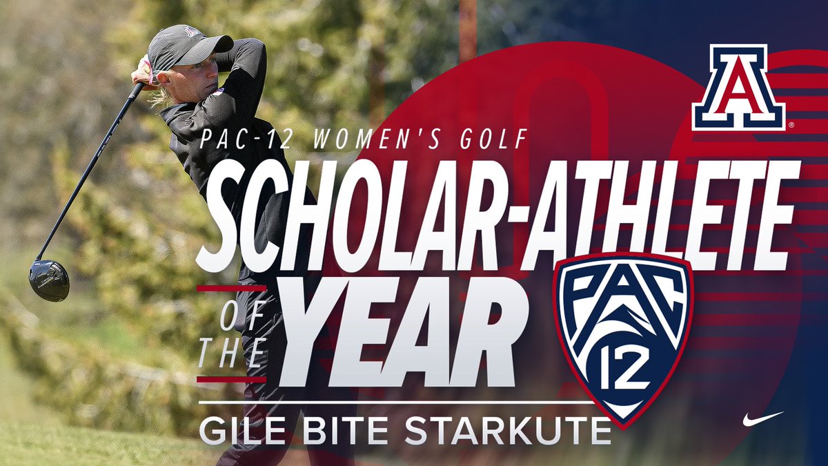ArizonaWGolf's tweet photo. A ⭐️ on the course ⛳️ AND in the 📚 classroom. Gile Bite Starkute is your PAC-12 Women’s Golf Scholar-Athlete of the Year. #BearDown https://t.co/hyTwFE93GY