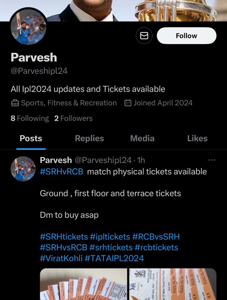 ticketkaaran's tweet photo. The same Fraud with different IDs
@parveshkumar415 and @Parveshipl24 
Report Them Guys
#ipltickets scam https://t.co/2483Gg3zgS