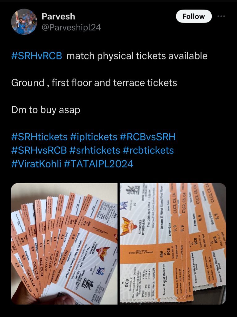 The same Fraud with different IDs
<a href="/parveshkumar415/">parvesh</a> and <a href="/Parveshipl24/">Parvesh</a> 
Report Them Guys
#ipltickets scam