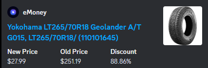 eMoney_HQ's tweet photo. NEW TIRES FOR $27.99 😱

Amazon is glitching and many tires are marked down as low as $15!

RT+LIKE THIS IF YOU WANT THE LINK!