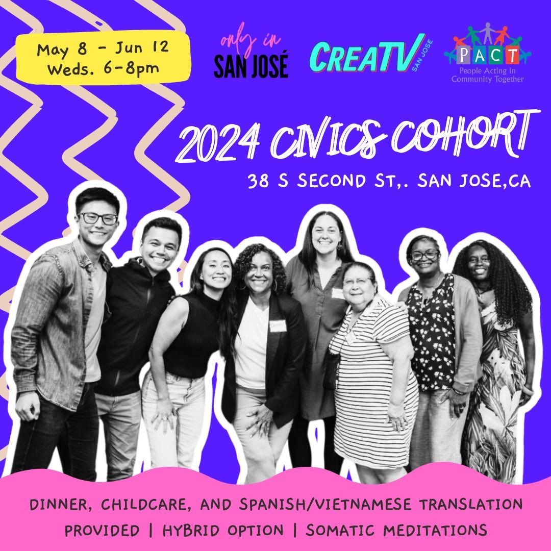 ONLYinSJ's tweet photo. Our Civics Masterclass partnership with PACT 2024 Civics Cohort is now live!

Dinner, Childcare, and Spanish/Vietnamese Translation Provided | Hybrid Option | Somatic Civic Meditations

RSVP: https://t.co/TO7suhjDD7 https://t.co/L6L7RHr5iQ