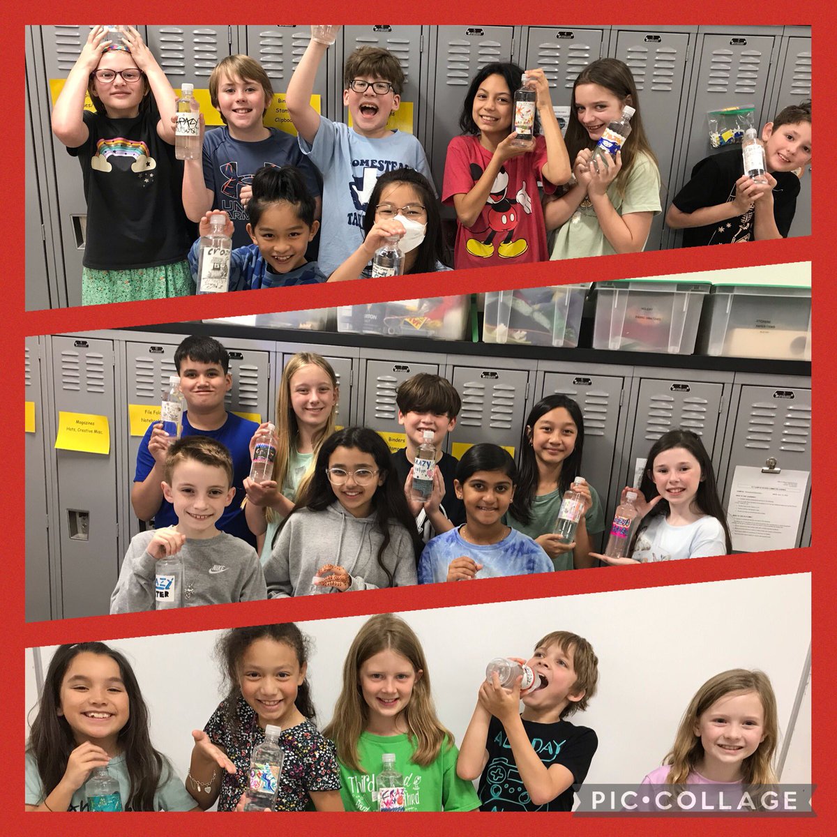 SusanRestuccia's tweet photo. Ss strike a pose with @DrinkCrazyWater bottle designs from Crazy Water in Mineral Wells, TX @HomesteadES @LISD_GT https://t.co/9pw5uT11UF