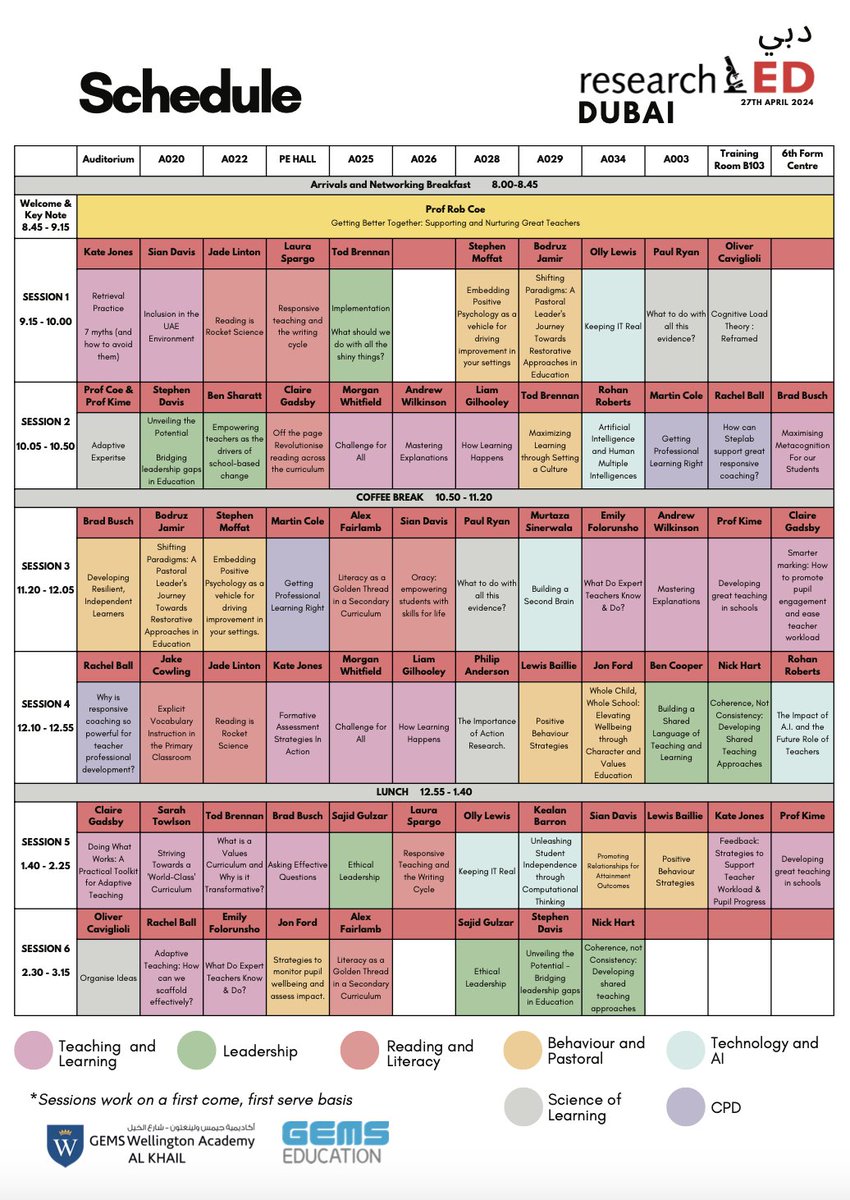 The schedule for researchED Dubai has landed and it is MIGHTY