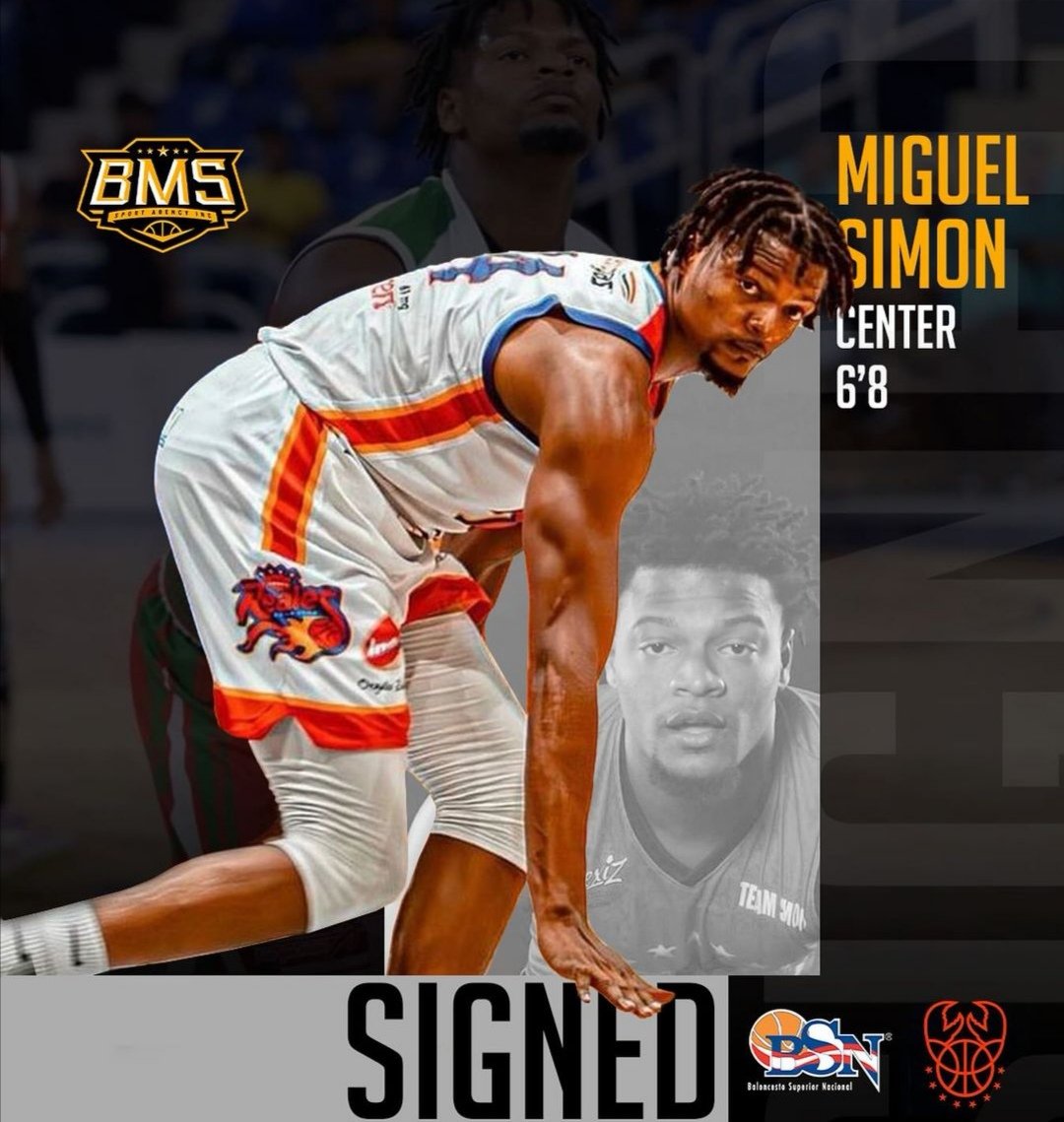 🟥#BsnPR 2024🏀🇵🇷
El dominicano 
🔶Miguel SIMÓN🇩🇴
(F/6'8'/230Lbs)
firma con CANGREJEROS De SANTURCE para jugar en el Baloncesto Superior Nacional 
liga Profesional de Baloncesto de Puerto Rico🇵🇷 
La información la suministra la BMS Sport Agency que representa al jugador.