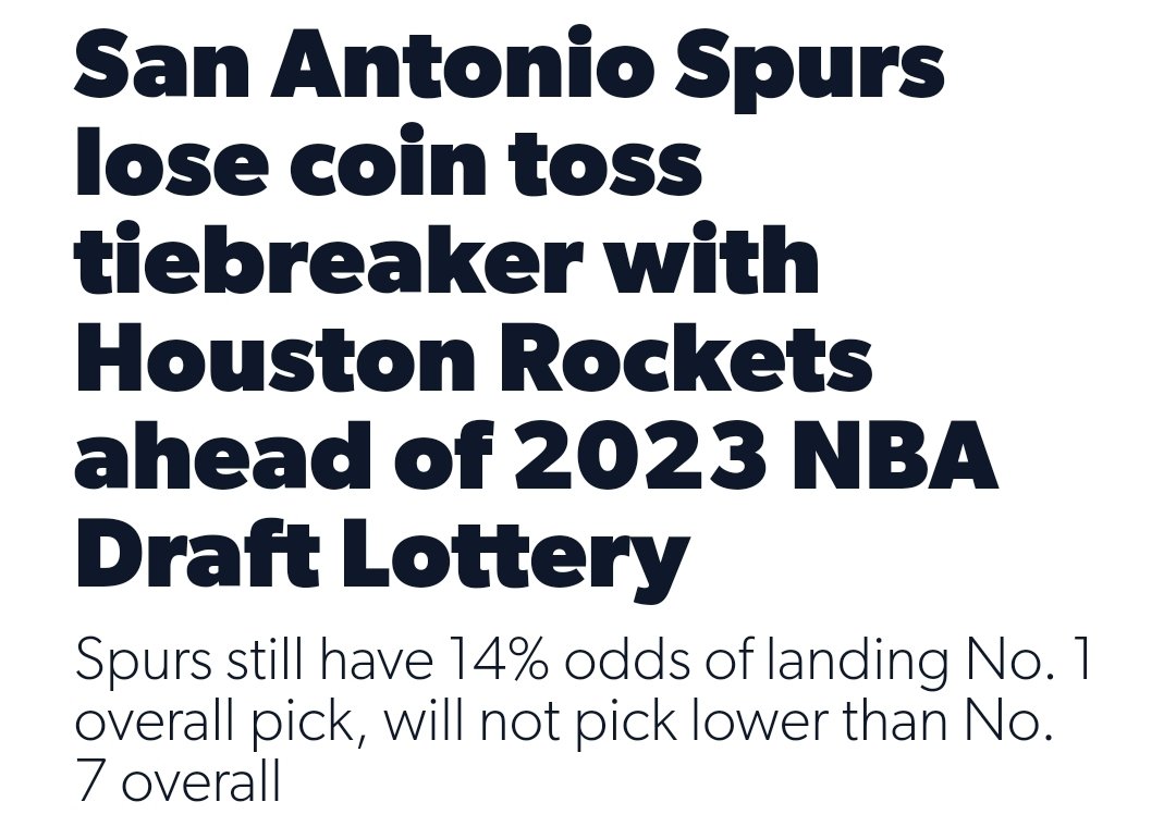 The lottery tiebreaks yesterday reminded me of this. The Spurs need to hang that coin in the rafters one day