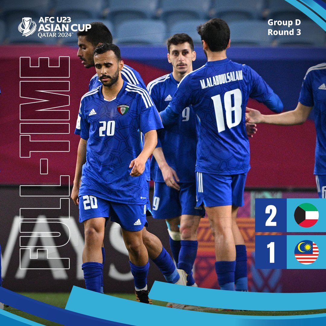 Final match result between Kuwait and Malaysia

🇰🇼🆚🇲🇾

#AsianCupU23 #HayyaAsia #AFCU23 #RoadtoParis2024