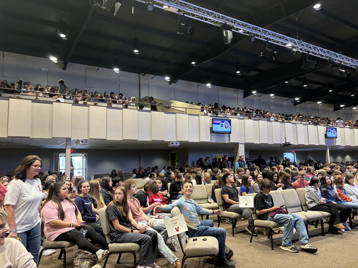 warfield_kay's tweet photo. Cullman County Superintendent Barnett and sophomores and juniors From every County School  gather to hear Hilinski’s Hope for suicide prevention. https://t.co/ErUQ3BZsDJ