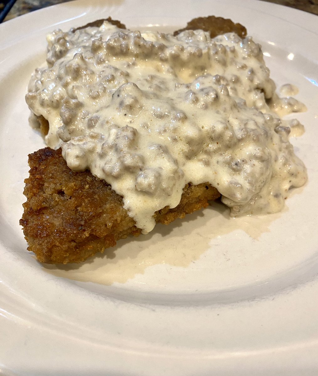 @IndependenceArk for the WIN with these delicious cube steaks. Country Fried Steak and Sausage Gravy. Breaded in Pork Rind Panko and fried in Beef Tallow. Sausage Gravy is Low-Carb and Keto friendly. Check out decadentketodiet.com for the recipe. @DecadentKeto