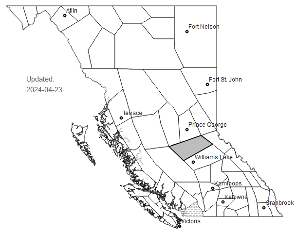 TUESDAY: Smoky Skies Bulletin issued for Caribou North region (Quesnel). Areas are being impacted or likely to be impacted by wildfire smoke over the next 24-48 hours. Details: www2.gov.bc.ca/assets/gov/env… @fnha @Northern_Health