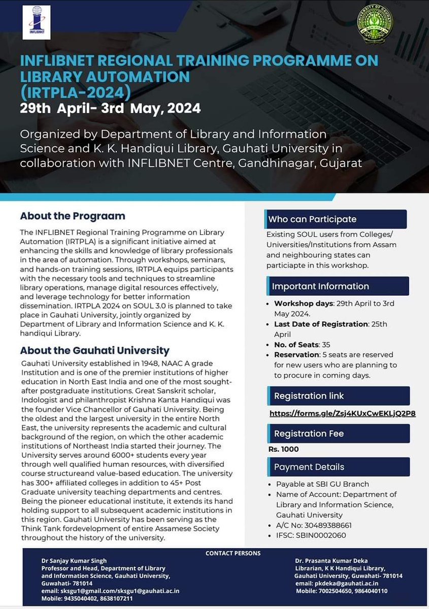 LIS_StudyPoint's tweet photo. #TrainingAlert
#IRTPL2024
#INFLIBNETRegionalTrainingProgrammeonLibraryAutomation https://t.co/9102cppp7X