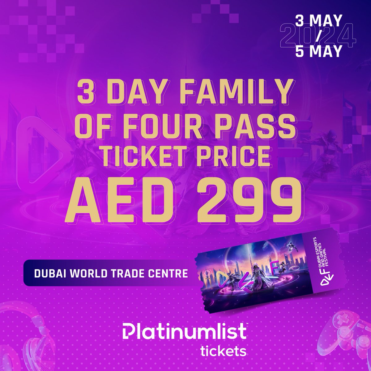 Grab your tickets today to be part of the ultimate gaming event of the year via Platinumlist! 
 
📍Dubai World Trade Centre
🗓️ 3-5 May

#DEF2024 #DubaiEsportsFestival #gamers #GameExpo