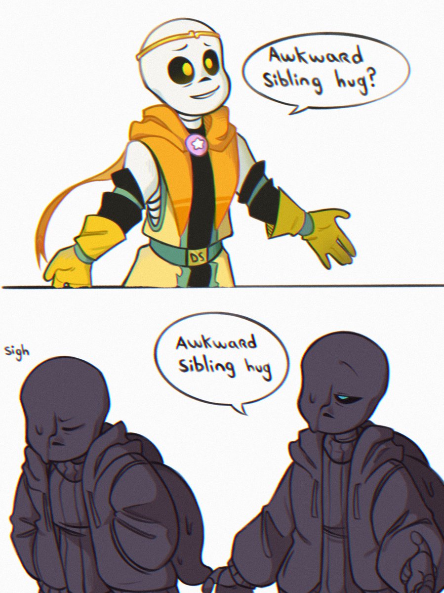 LazyArtz11037's tweet photo. Awkward sibling hug?
(You guys are so lucky I didn’t turn this into angst, cuz I actually had an idea)
#dreamsans #nightmaresans #undertaleAU #sansau https://t.co/iShSzE9sOX