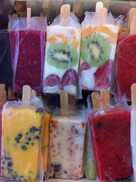 Rainbow fruit ice pops