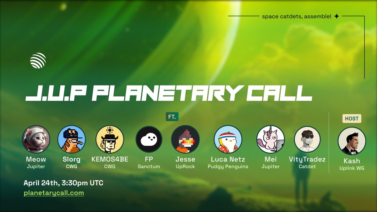 The Planetary Call this week is dedicated to the most important resource in crypto: community.

@weremeow will talk about the upcoming processes for new JWGs, as well as introduce 3 new exciting work groups that can be kicked off for trial next week.

The CWG will recap the