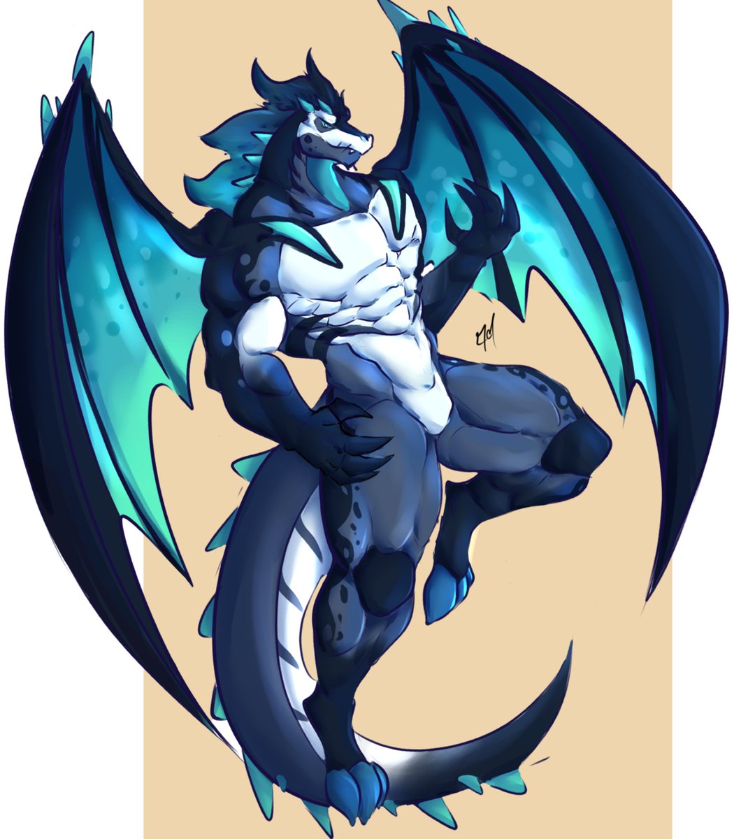 my really first commission with this new style of mine! thanks to mister @baldurnsfw for commissioning me his majestic dragon, i've had a lot fo fun with all of his details! thanks again for commissioning me #furryart #furry #bara