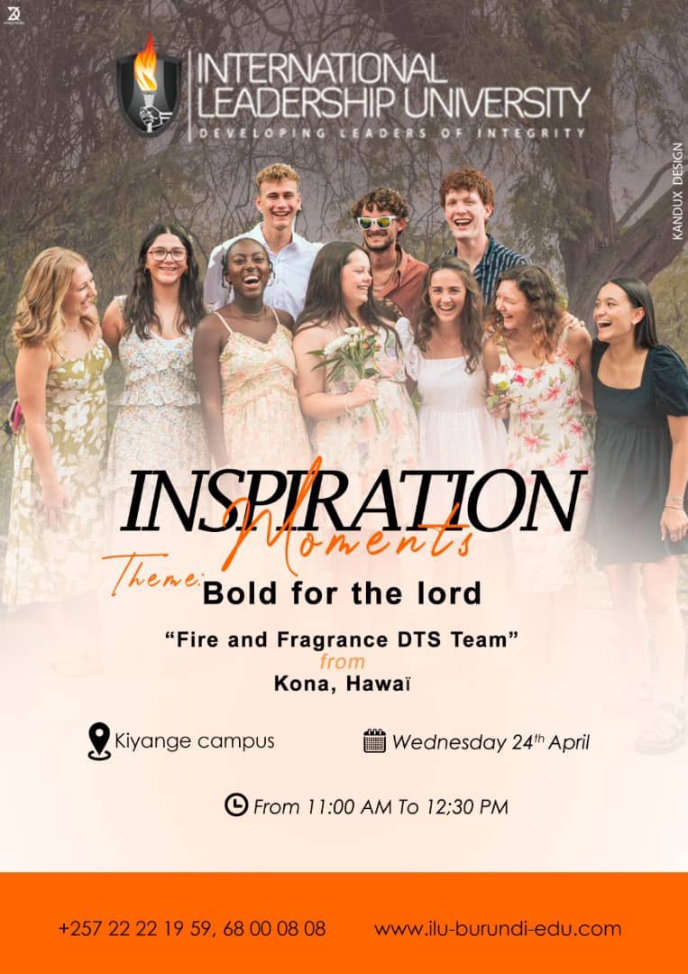 LeadershipUniv2's tweet photo. Dear All, our inspiration Moment is back. Tomorrow from 11:00 at Kiyange Campus. As you can see we have guest from overseas, welcome and fellowship together. Our doors will be well open to you https://t.co/Juz2ohwPtQ