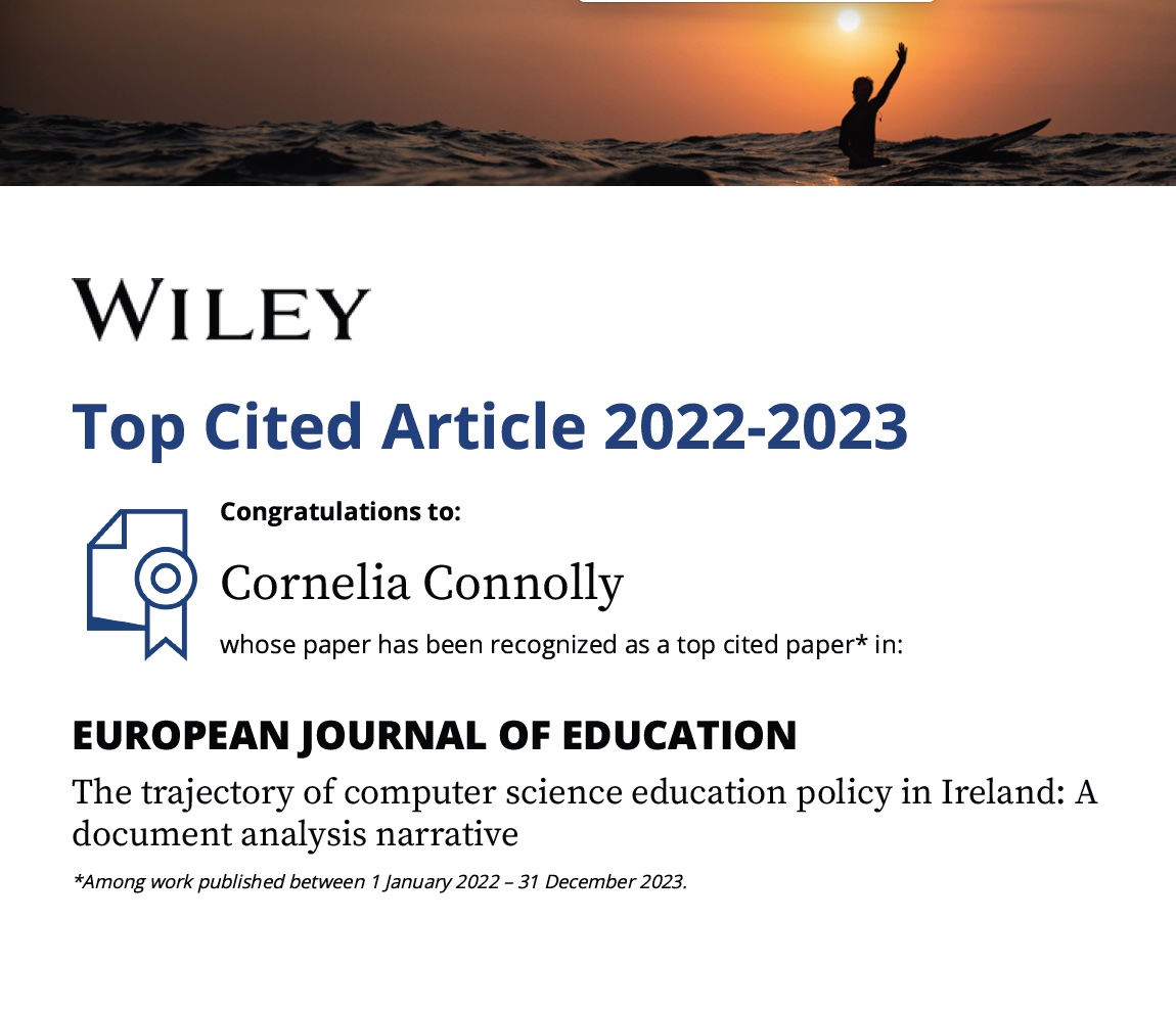 Good news! Our article received enough citations to be a #TopCitedArticle in its journal - the European Journal of Education! Article co-authored with @JakeRowanByrne and @eoldham @SchoolofEdTCD onlinelibrary.wiley.com/doi/full/10.11…