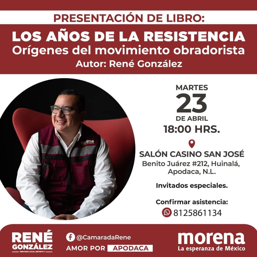 Acá andaremos hoy, acompañando a @renegonzalez12 en la presentación de su nuevo libro.