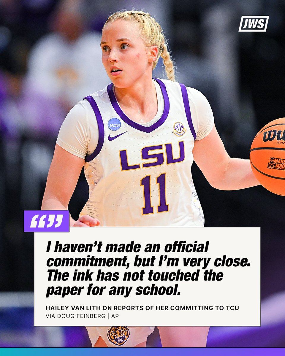 LSU transfer Hailey Van Lith told the AP that she hasn't officially committed to TCU. (via @DougFeinberg)