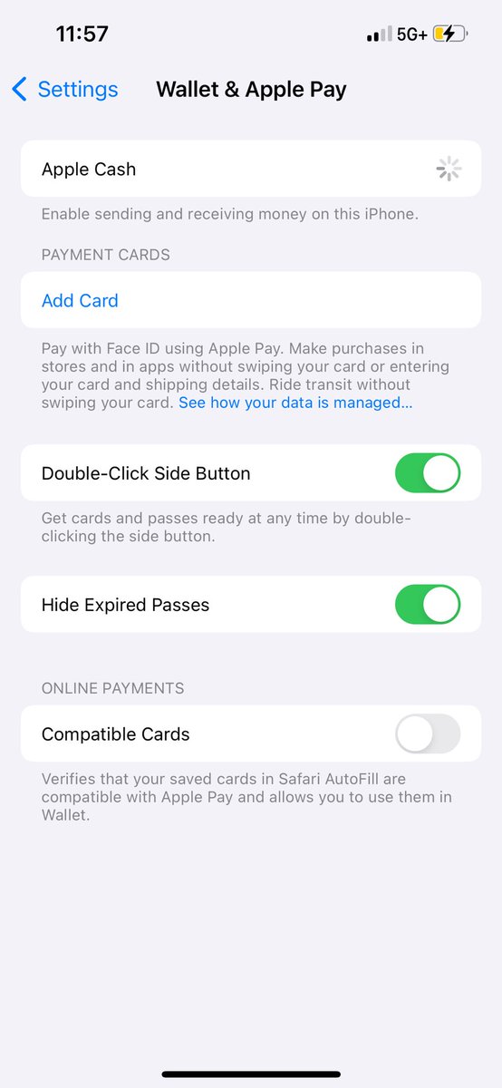 hannahaline's tweet photo. HELP! @Apple my Apple Pay isn’t loading 🤯 just keeps spinning https://t.co/ZYdG9snlmJ