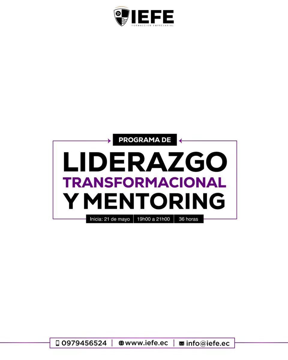 ELEVA TU NIVEL DE INFLUENCIA Y CREA VALOR Son 36 horas de estudio: 12 horas de clases online (en vivo) y 24 horas de trabajo autónomo. Inicio: Martes, 21 de mayo de 2024 de 19h00 a 21h00 Para más detalles, visita: iefe.ec/programacion-a…