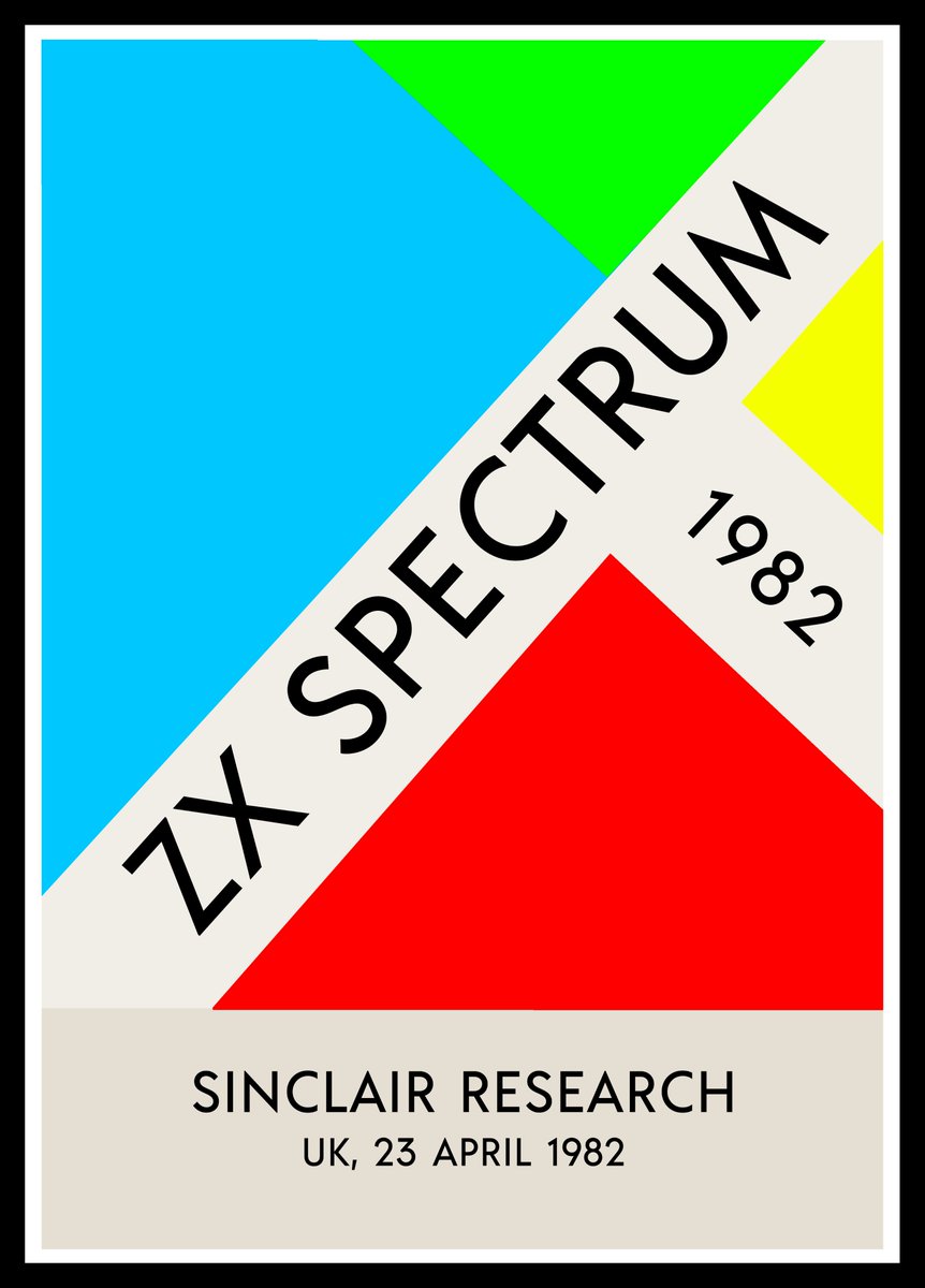 My simple, minimal tribute artwork to the Sinclair ZX Spectrum on it's 42nd birthday! 🖍️🎂🎉

Bauhaus Style! 👌👍

#ZXSpectrum #Bauhaus #artwork #Birthday #minimal #art #retrogaming #8bit #80s #artist #1980s #SinclairResearch #CliveSinclair