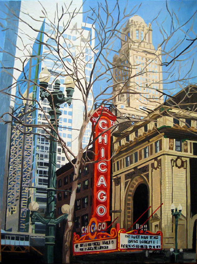 'The Chicago Theater' Acrylic on canvas painting 30' x 40' 2009