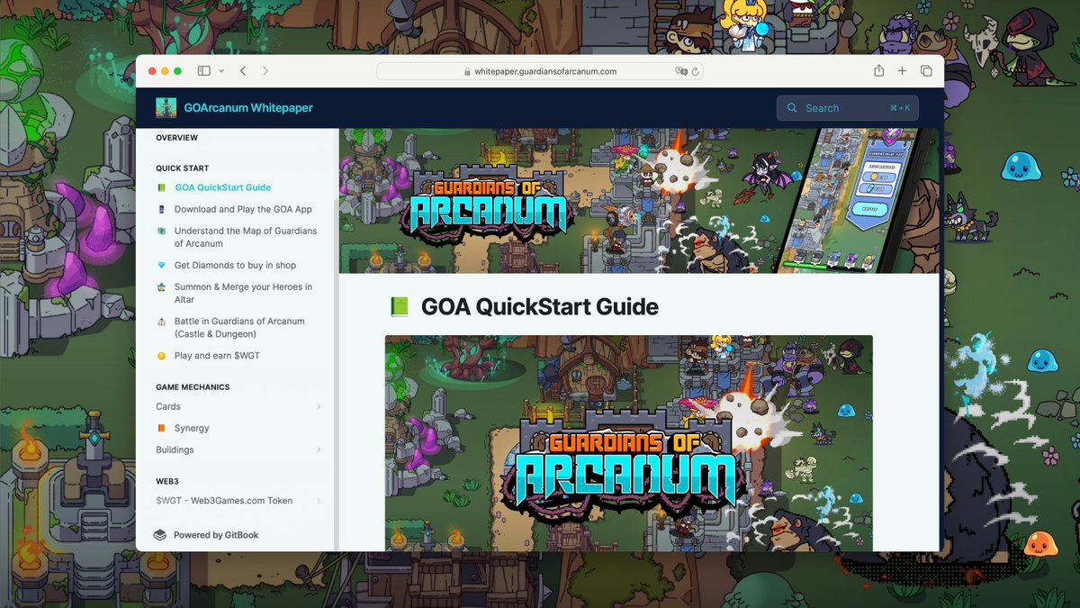 📗 The QuickStart Guide for Guardians of Arcanum Beta is now available! Learn Everything #GOA from download to battle in the guide. ⬇️ 🌐 whitepaper.guardiansofarcanum.com/quick-start/go… #Web3 #TowerDefense