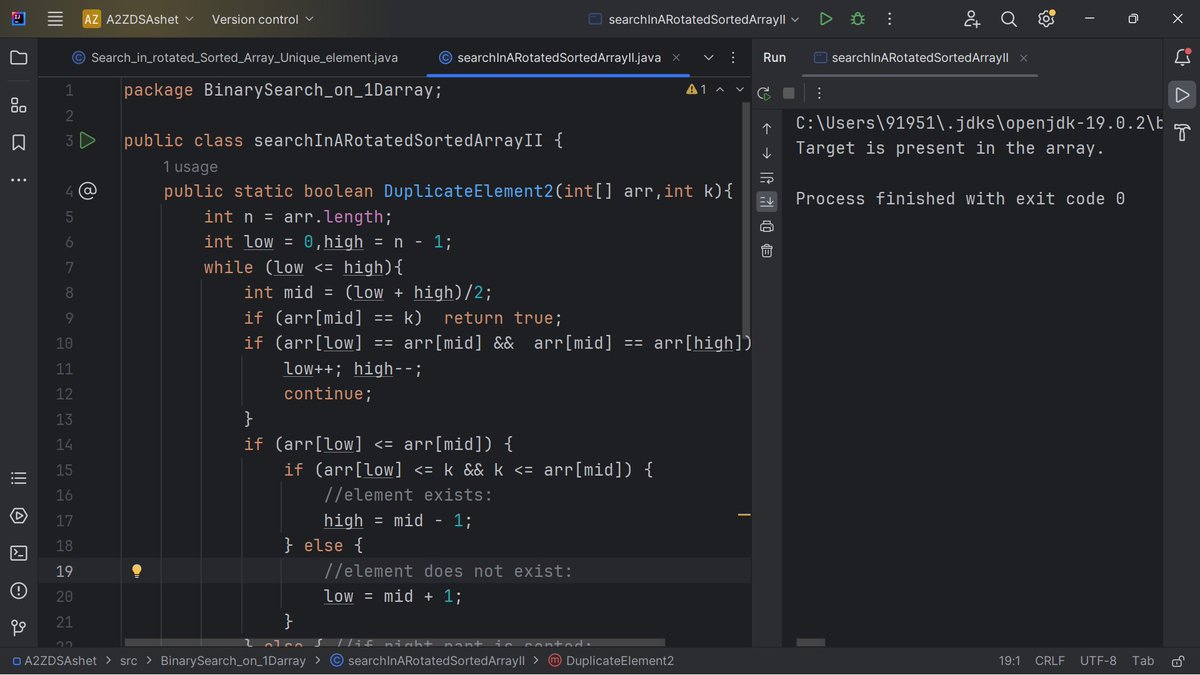 Sahilsher2710's tweet image. Day 47 - 50 #StriverA2ZDSA
-Search in Rotated Sorted Array II(optimal solution)
-Find minimum in Rotated Sorted Array (optimal solution)
#LearnInPublic