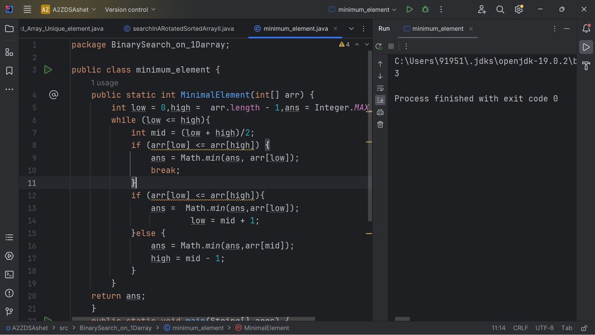 Sahilsher2710's tweet image. Day 47 - 50 #StriverA2ZDSA
-Search in Rotated Sorted Array II(optimal solution)
-Find minimum in Rotated Sorted Array (optimal solution)
#LearnInPublic