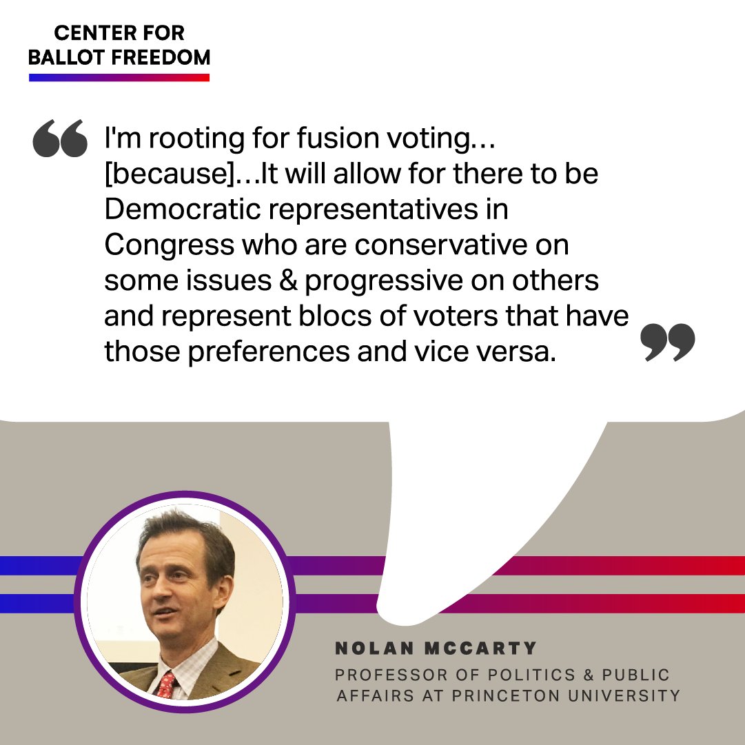 Hear from @Nolan_Mc about how #FusionVoting 🗳️ played a central role in U.S. politics for the first 125 years of our nation’s history. Fusion Voting offers a compelling way for parties to represent voters sick and tired of rampant polarization. Learn more: centerforballotfreedom.org