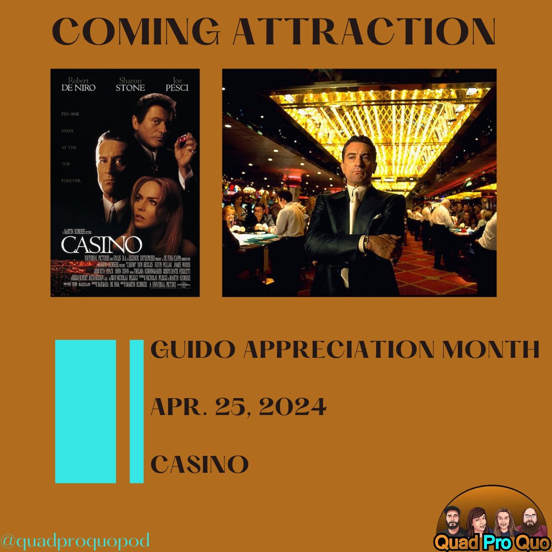 🎲HOMEWORK ALERT🎲

Guido's pick for Guido Appreciation Month is Casino. Find it this Thursday wherever you podcast.

🎲LINK IN BIO🎲

#comingsoon #casino #robertdeniro #podcast #podcasting #podcastlife #podernfamily #filmpodcast #indiepodcast #filmreview #podcastrecommendations